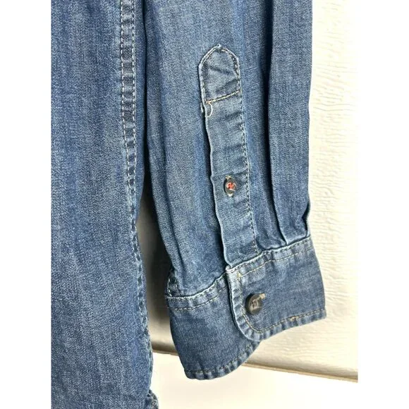 Wrangler Denim Shirt Adult Large Blue Denim - Picture 6 of 16